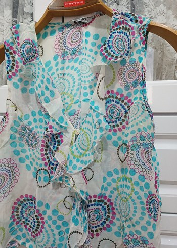 Çok Renkli Fırfırlı Bohem Bluz - Görsel 6