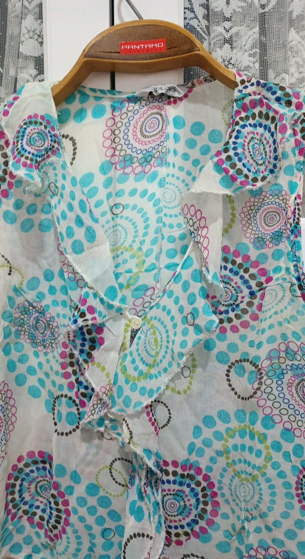 Çok Renkli Fırfırlı Bohem Bluz - Görsel 3
