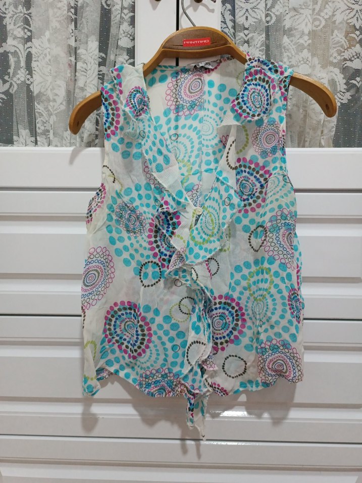 Çok Renkli Fırfırlı Bohem Bluz - Görsel 5