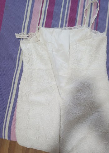 Dantel Detaylı Beyaz Midi Elbise - Görsel 9