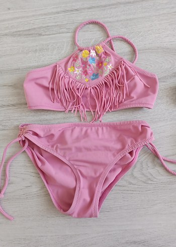 Penti Nakışlı ve Fırfırlı Bohem Kız Bikini Takımları