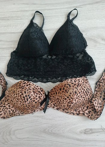 Leopar Desenli Mini Kahverengi Bralet