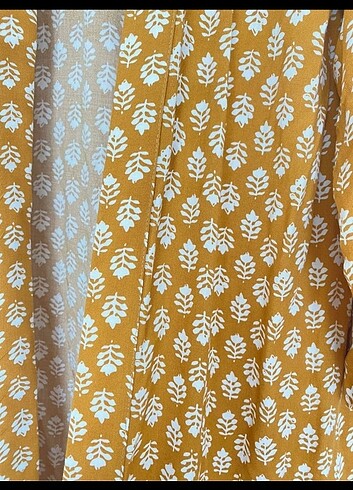 s Beden sarı Renk suud desenli hardal kimono