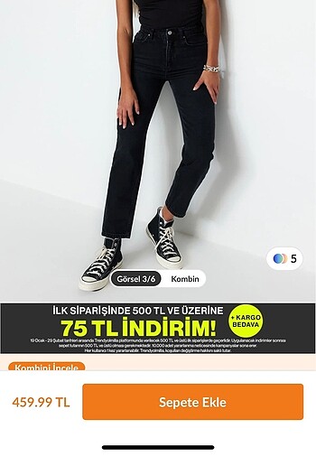 Trendyol & Milla Siyah yüksek bel mom jeans