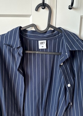Loft Lacivert Çizgili Kadın Gömlek