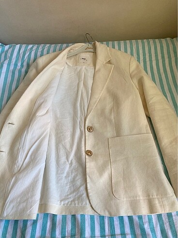 34 Beden Koton krem blazer ceket