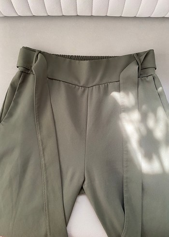 Zara Kadın Haki Uzun Dokulu Kumaş Pantolon