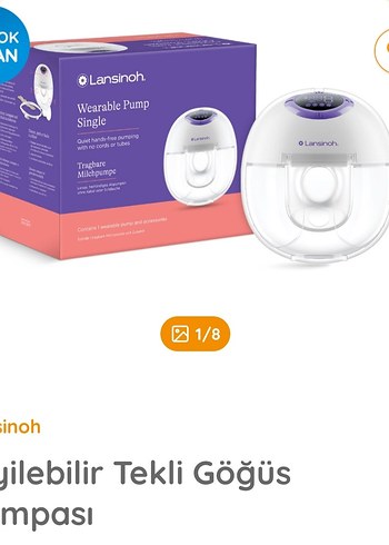  Beden Lansinoh Giyilebilir Göğüs Pompası Beyaz