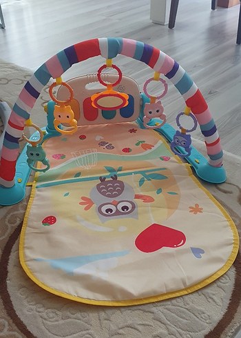  Beden Renk Baykuşlu Piyanolu Bebek Oyun Halısı