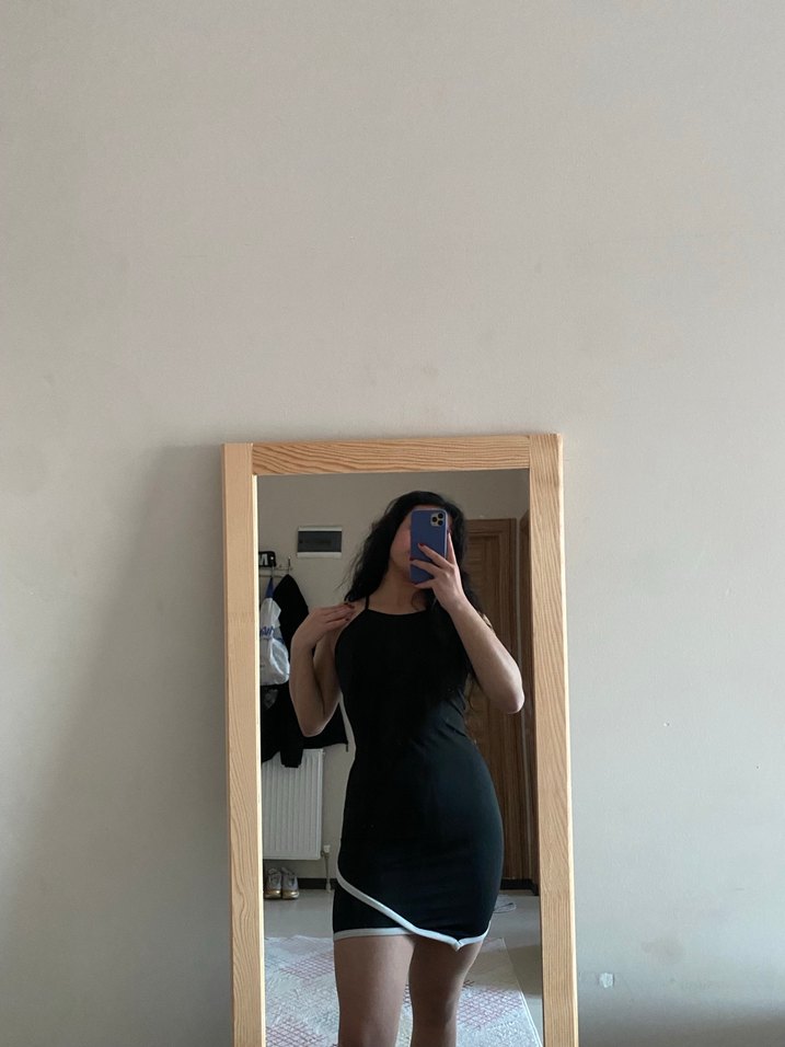 Siyah Straplez Midi Kalem Elbise - Görsel 3