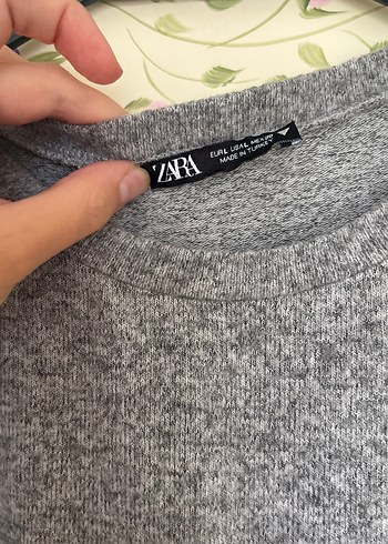 Zara Gri Kısa Kollu Triko Kadın Tişört