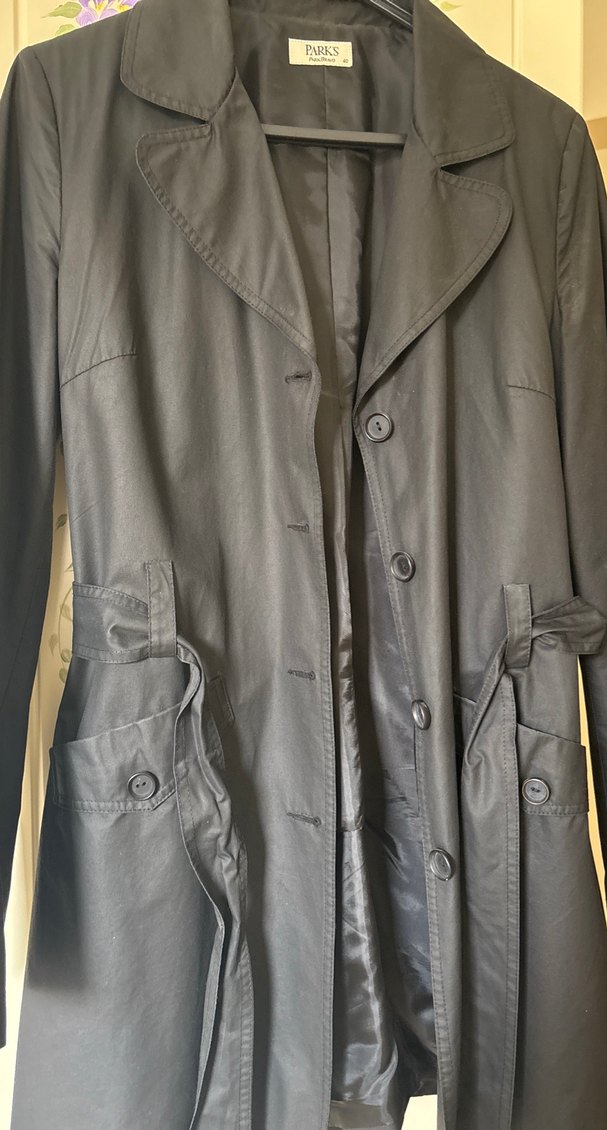 Kadın Siyah Düğmeli Midi Trençkot - Görsel 3