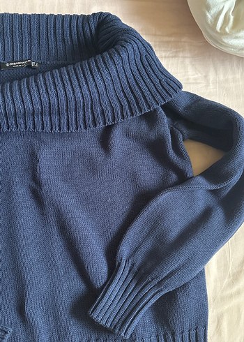 Lacivert Kadın Triko Kayık Yaka Kazak - Görsel 4