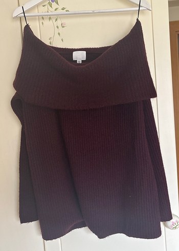 Bordo Örgü Kadın Triko straplez - Görsel 6