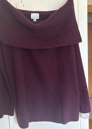 Bordo Örgü Kadın Triko straplez - Görsel 4