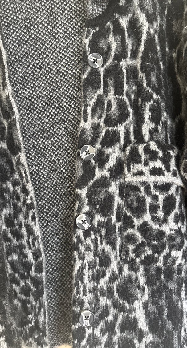 Kürk Detaylı Gri Leopar Desenli Kadın Hırka - Görsel 5