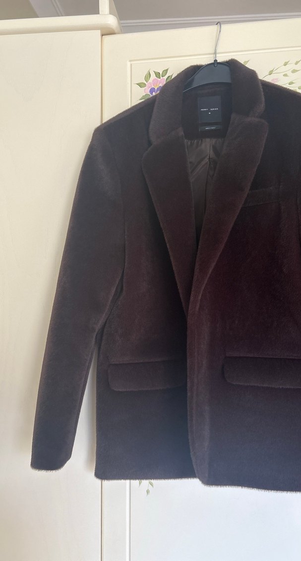 Kahverengi Süet Kürklü Kadın Blazer - Görsel 4