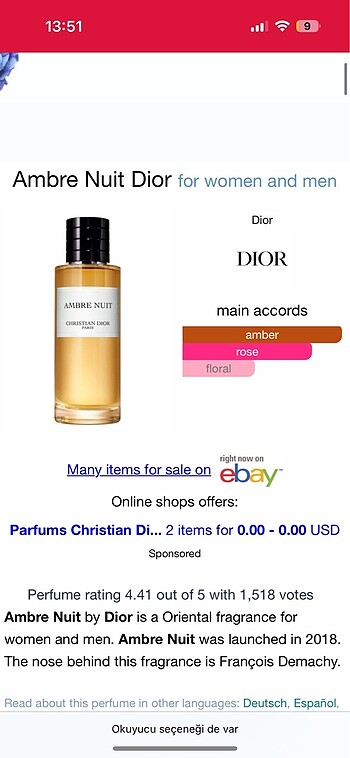 Beden Christian Dior Ambre Nuit 2 ml