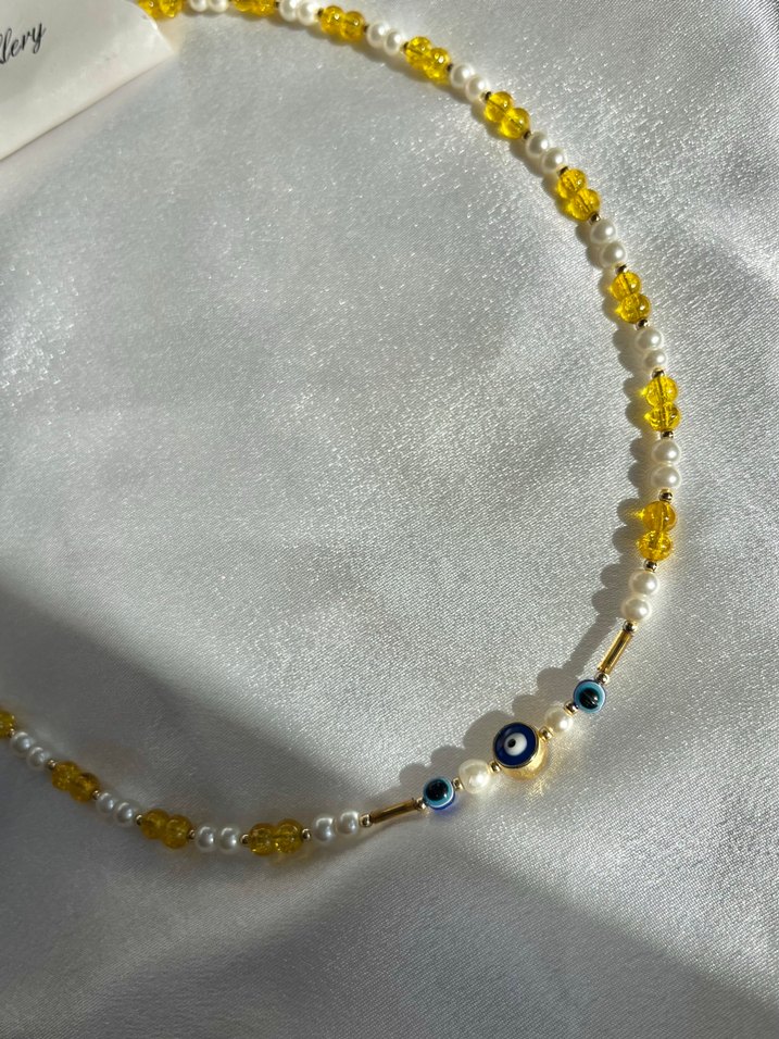 Sarı Boncuklu Bohem Kadın Kolye - Görsel 2