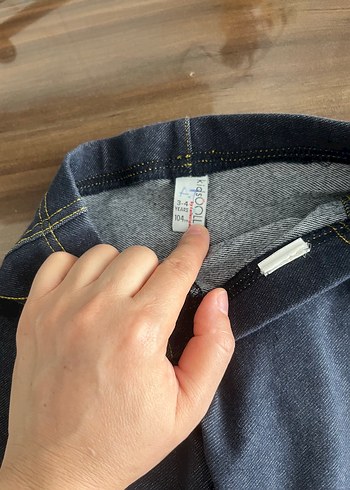 4 Yaş Beden gri Renk Kız Çocuk Gri Denim Düğmeli Tayt
