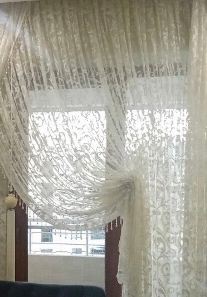 Taç kurwaze Nakışlı Beyaz Perde - Görsel 2