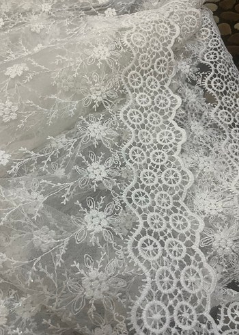 4.70 cm Taç Nakışlı Beyaz Bohem Perde - Görsel 5