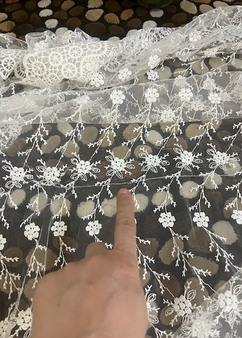 4.70 cm Taç Nakışlı Beyaz Bohem Perde - Görsel 9