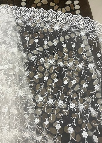 4.70 cm Taç Nakışlı Beyaz Bohem Perde - Görsel 6