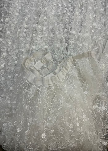 4.70 cm Taç Nakışlı Beyaz Bohem Perde - Görsel 2