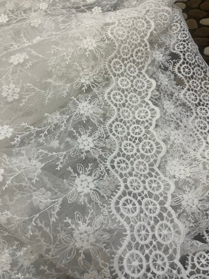 4.70 cm Taç Nakışlı Beyaz Bohem Perde - Görsel 5