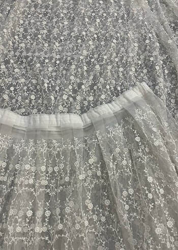 2 tane büyük Taç krem Tül Perde - Görsel 5