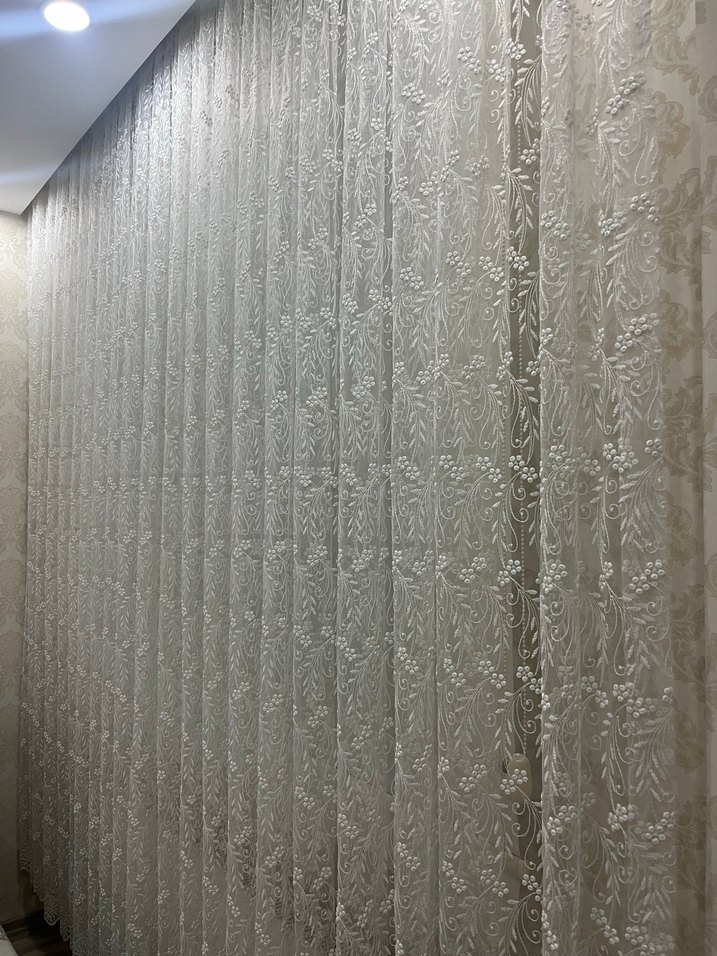 2 tane büyük Taç krem Tül Perde - Görsel 3