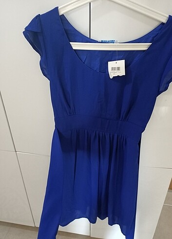 Saks Mavisi Yazlık Elbise ????