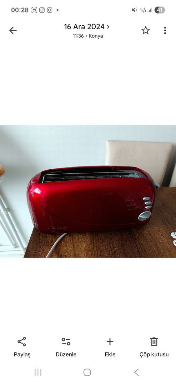 Kırmızı Uzun Ekmek Kızartma Makinesi - Görsel 2