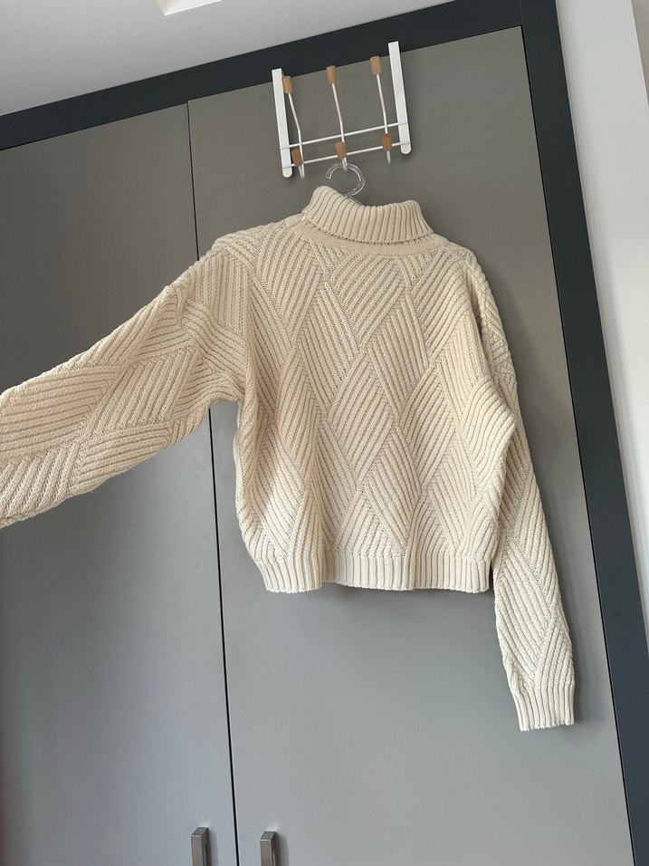 Kadın balıkçı yaka triko kazak - Görsel 2