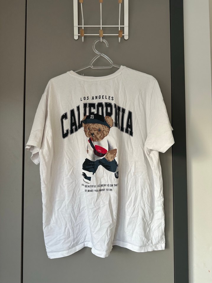 Beyaz ayıcık Baskılı Kadın Tişört - Görsel 2