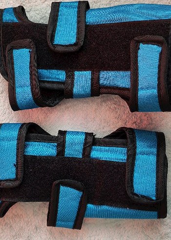 Mavi Biker Diz, dirsek, el Koruyucu  Velcro Bantlı - Görsel 4