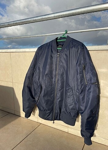 PULL&BEAR Erkek/Kadın Lacivert Ceket Mont
