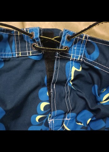 Lacivert Çiçek Desenli Kemerli Erkek Şort - Görsel 7