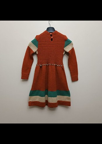 Çok Renkli Bohem Kız Triko Elbise - Görsel 6