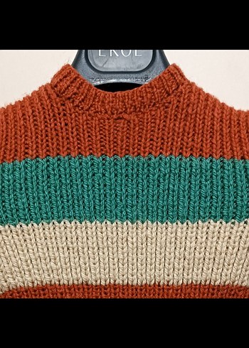 Çok Renkli Bohem Kız Triko Elbise - Görsel 4