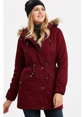 Bordo kadın mont
