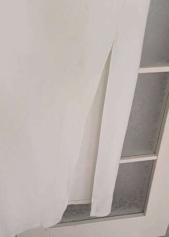 36 Beden Beyaz Drapeli Straplez Uzun Abiye Elbise