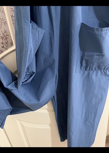 uzun mavi bol tulum - Görsel 6