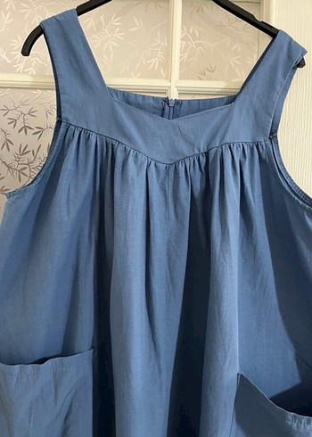 uzun mavi bol tulum - Görsel 5