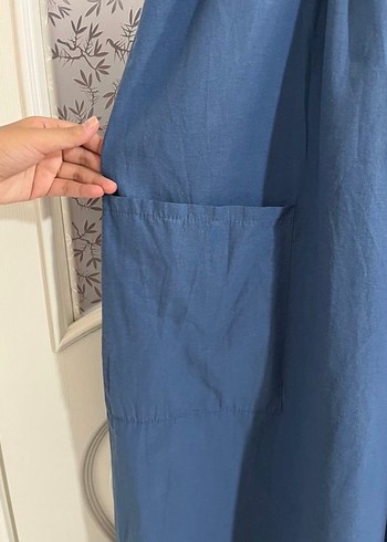 uzun mavi bol tulum - Görsel 3