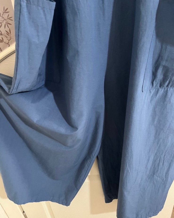 uzun mavi bol tulum - Görsel 4