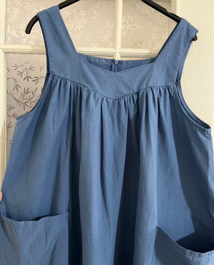 uzun mavi bol tulum - Görsel 5