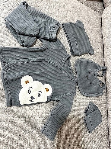 Diğer 5li gri bebek hastane çıkışı set