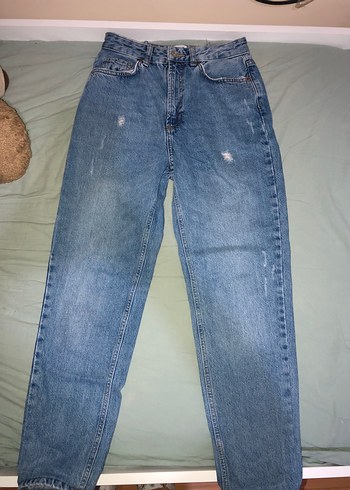 Gri Tonlu Mavi Salaş Midi Boy Kadın Denim Pantolon